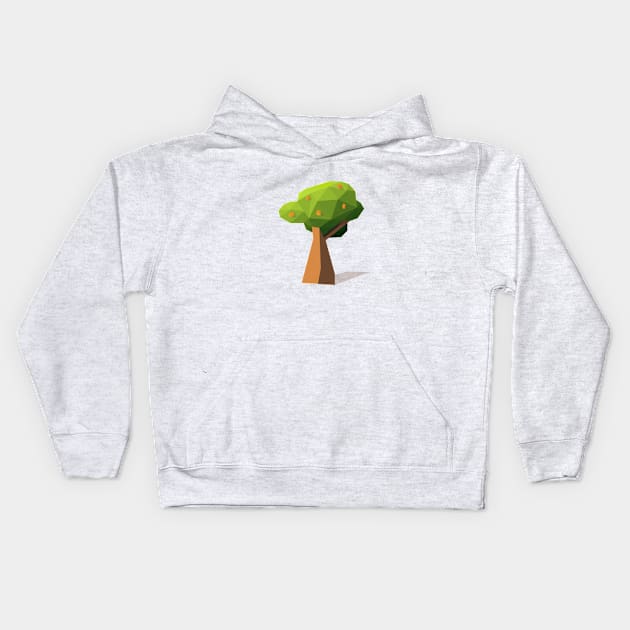 Low Poly Orange Tree Kids Hoodie by altaica